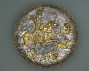Kase, İran, Sasani dönemi, 4-5. yüzyıl (gümüş ve yaldızlı) by Persian School