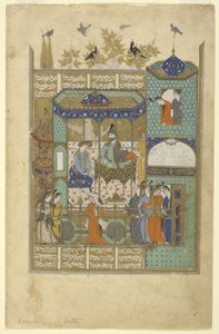 Nushirvan, haremine davetsiz misafirle röportaj yapıyor, c.1600 by Persian School