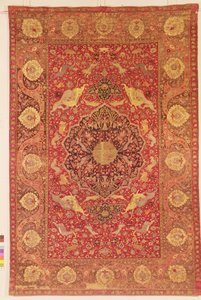 Dövüşen hayvanların sahneleriyle süslenmiş kilim by Persian School