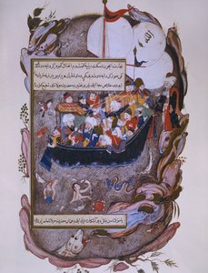 Rumi bir fırtına sırasında bir gemiyi kurtarıyor, 16. yüzyılın sonlarında by Persian School