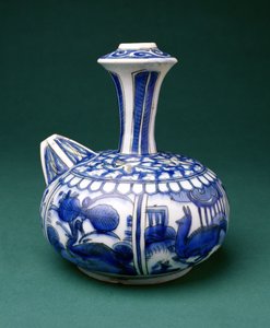 Safevi Mavi ve Beyaz Kendi, 1600-50 (sır altı boyalı çanak çömlek) by Persian School