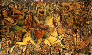 19. yüzyıl Kerbela Savaşı by Persian School