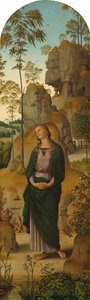 Bakire, Aziz John, Aziz Jerome ve Aziz Mary Magdalene ile Çarmıha Gerilme..., c. 14821485 by Perugino