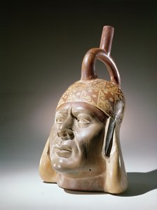 Çömlek portre kabı, Mochica (toprak eşya ve boya)