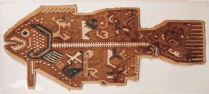 Bir balığın yün yarık goblenleri (tekstil) by Peruvian School