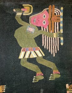 Bastonlu dokuma yün dansçı, Paracas kabilesi (tekstil) (ayrıca bkz. 231825) by Peruvian School