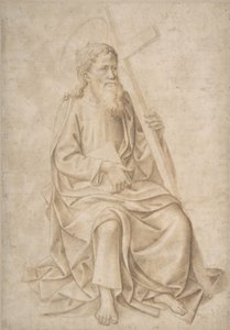 Aziz Philip Oturan, Bir Kitap ve Haç Tutarak, 1422-57. by Pesello Peselli
