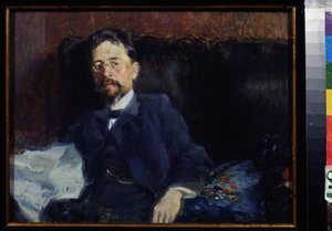 Yazar Anton Çehov'un (1860-1904) portresi (Yazar A. Çehov'un Portresi). Pyotr Alexandrovich Nilus (Pierre Nilous) (Nilouss) (1869-1940/1943) tarafından tablo, tuval üzerine yağlı boya