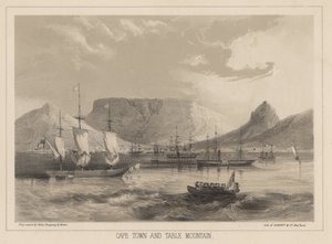 Cape Town ve Masa Dağı, lito, Sarony und Co., 1855 (chromolitho)