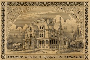NC Thompson House, Rockford, Illinois, Perspektif, 1876.