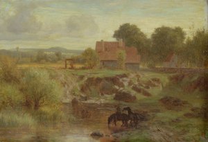 Horses Crossing a River in the Ile de France, 1855  by Peter Burnitz