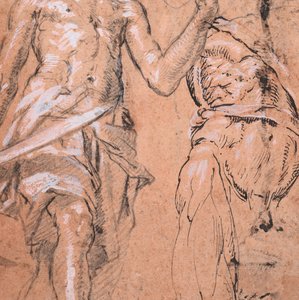 Kılıçlı Ayakta Duran Bir Adamın İki çalışması Büyük İskender, verso: Çalışmalar..., ca. 1601. by Peter Candid