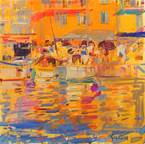 Harbour Saint Tropez sınırlarındaki Tekneler by Peter Graham (Contemporary)