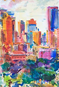 Central Park West, 2011 (kağıt üzerinde wc) by Peter Graham (Contemporary)