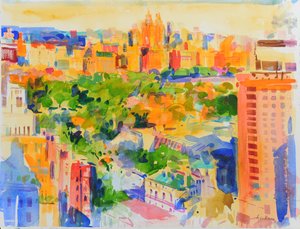 The Carlyle'dan Central Park (kağıt üzerinde wc) by Peter Graham (Contemporary)
