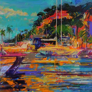 Cavalaire-sur-Mer, 2023 (tuval üzerine yağlı boya) by Peter Graham