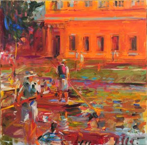 Chariots of Fire, Cambridge , 2021 (tuval üzerine yağlıboya) by Peter Graham