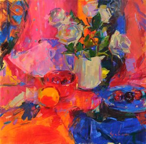 Meyvelerle Natürmort, 2020 (tuval üzerine yağlıboya) by Peter Graham