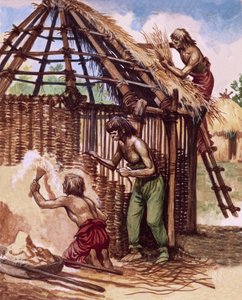 Erken Britanyalılar kulübeler inşa ediyor by Peter Jackson