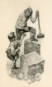 Michelangelo, çocukken taş kesicilere işlerinde yardım ediyor by Peter Jackson