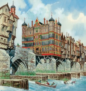 Eski Londra Köprüsü (kağıt üzerine guaj) by Peter Jackson