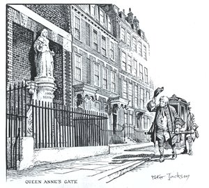 Kraliçe Anne Kapısı, Londra (kağıt üzerine mürekkep) by Peter Jackson