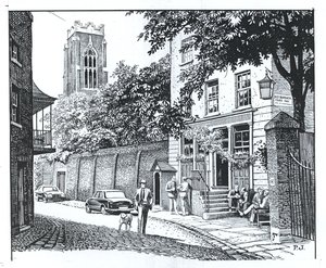 Grenadier, Wilton Row, Belgravia (kağıt üzerine mürekkep) by Peter Jackson