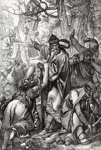 İmparator Charlemagne (yaklaşık 742-814) Saksonlara karşı savaşta, 772 (Sakson savaşları sırasında İmparator Büyük Charles (Charlemagne), 772) Anton Ziegler'in "Historische Memorabilian des In-und Auslandes" (Tarihi Hediyelik Eşyalar) adlı es by Peter Johann Nepomuck Geiger