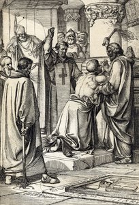 İngiltere Kralı II. Henry (1133-1189), Thomas Becket'in başpiskoposun mezarında oldu bittiye getirilerek öldürülmesine karışıyor