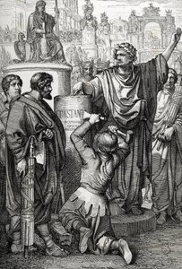 Konstantinopolis'in, imparatorluğun başkentini Konstantinopolis olarak yeniden adlandırdığı Bizans'a aktaran büyük İmparator Konstantinopolis tarafından kurulması by Peter Johann Nepomuck Geiger
