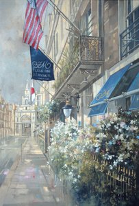 Flemings Hotel, Half Moon Street, Londra (tuval üzerine yağlı boya) by Peter Miller