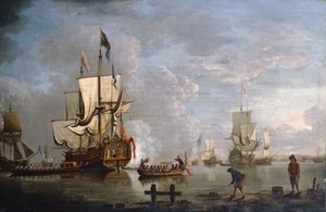 Sabah Silahı: Rochester kapalı HMS Peregrine (tuval üzerine yağlı boya)