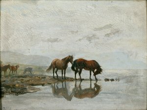 Su İstasyonu (tuval üzerine yağlı boya) by Peter Nicolai Arbo