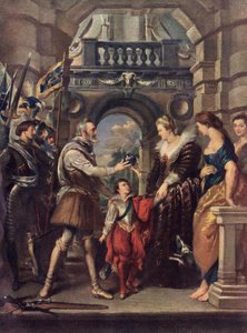 Fransa Kralı IV. Henri, 16. yüzyılda Marie de 'Medici ile birlikte (litografi) by Peter Paul (after) Rubens