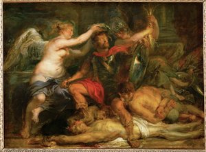 Muzafferin taç giyme töreni, 1630 civarı (meşe ağacı üzerine boyama) by Peter Paul Rubens