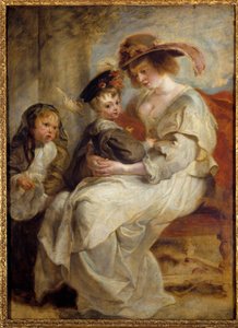 Helene Fourment (1614-1673), ressamın çiftin iki çocuğuyla ikinci karısı Portresi Pierre Paul (Pierre-Paul) Rubens (veya Peter Paul veya Petrus Paulus) (1577-1640) 1634 Güneş. 1,15x0,85 m by Peter Paul Rubens