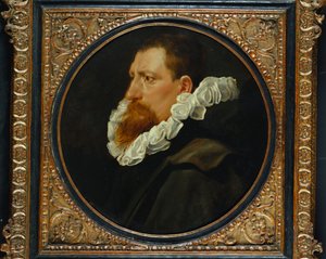 Beyaz bir ruff ve gri pelerin giyen bir beyefendinin portresi, küçük göğüs uzunluğu, by Peter Paul Rubens