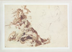Kurt Avı için eskiz (kağıt üzerine suluboya ile kalem) by Peter Paul Rubens