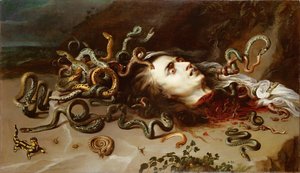 Tete de Meduse - Medusa Başkanı - Pieter Paul Rubens (1577-1640). Tuval üzerine yağlı boya, c. 1617-1618. Ebat : 68,5x118 cm. Sanat Tarihi Müzesi, Viyana by Peter Paul Rubens