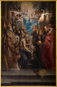 Kutsal Ayin Anlaşmazlığı, c.1609 (panel üzerine yağlıboya) by Peter Paul Rubens