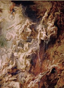 Lanetlilerin Düşüşü (meşe ağacı üzerine resim) by Peter Paul Rubens