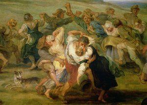 Kermesse, dans eden köylülerin detayı, c.1635-38, 24954 panel detayı üzerine yağlı boya by Peter Paul Rubens