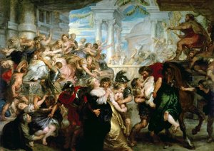 Sabine Kadınlarına Tecavüz, c.1635-40 (panel üzerine yağlıboya) by Peter Paul Rubens