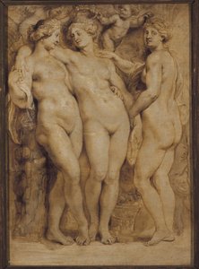 Üç lütuf ( Tek renkli resim by Peter Paul Rubens