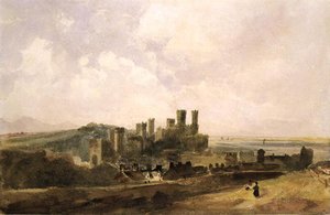 Caernarvon Kalesi (kağıt üzerine sulu boya) by Peter de Wint