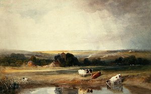 Marsworth Kilisesi, Tring yakınında (kağıt üzerine suluboya) by Peter de Wint