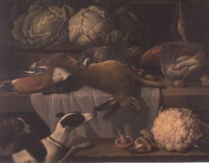 Kilerde Ölü Av Hayvanları ve Sebzeler by Peter van Boeckel