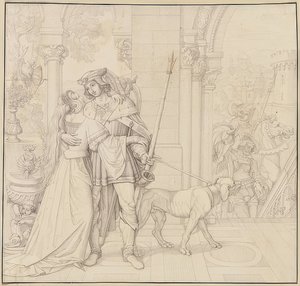 Nibelunglar üzerinde yedi çizim: 4. Siegfried av için hazırlandı. 1812-17