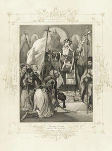 Yunan Kahramanlığı Albümünden özgürlük bayrağını kaldıran Metropolitan Germanos by Peter von Hess