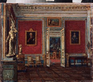 Kuskovo Sarayı'nda (Moskova) (Kuskovo Sarayı'nda) - Tablo Pyotr Ivanovich Petrovichev (Piotr Petrovichev) (1874-1947), tuval üzerine yağlıboya - 19.-20. yüzyılın sonlarında Rus sanatı - Devlet Sanat Müzesi, Perm (Rusya) by Petr Ivanovic Petrovichev